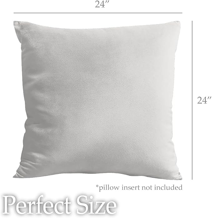 lalaLOOM Velvet Throw Pillow Covers, Set of 2, 24x24 Light Gray