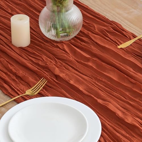 Asee'm Terracotta Cheesecloth Table Runner Fall Boho 10FT Wedding Decor