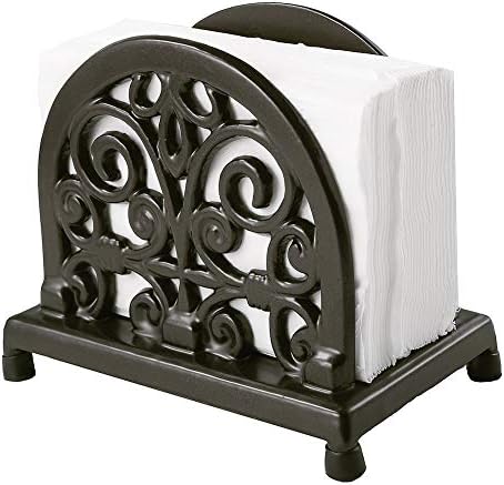 JOGREFUL Cast Iron Napkin Holder, Kitchen Organizer Scrollwork Latte Gold