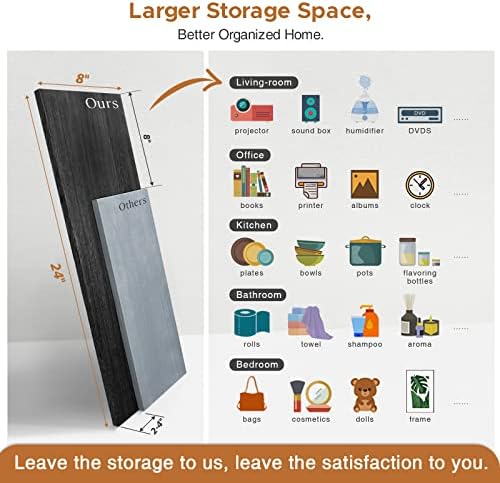 Forbena Large Floating Shelves for Wall 24 Inch Long Set of 3, 8 in Deep Wall Bookshelf for Bedroom Living Room, Wooden Heavy Duty Hanging Book Shelves for Office Kitchen Closet Storage (Black)