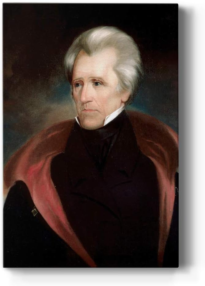 Renditions Gallery Andrew Jackson Presidental Portrait Wall Art, Premium Gallery Wrapped Canvas Decor, Ready to Hang, 60 in H x 40 in W, Made in America Print Artwork
