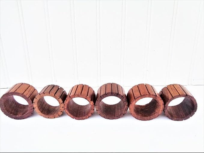 Handmade Wooden Napkin Ring Made by Artisan Beautifully Crafted and Designed in India (,Set of 12 BL)