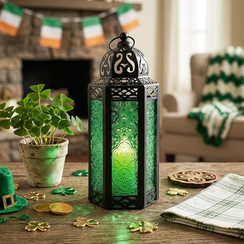 Vela Lanterns Decorative Indoor Moroccan Candle Holder, Green, M, 12-Pack