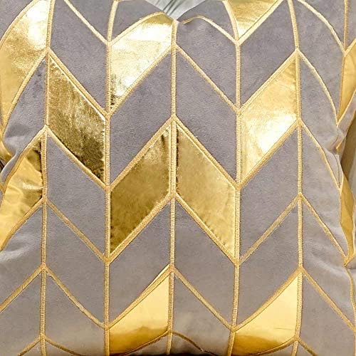 Avigers Throw Pillow Cover 20 x 20 Inch, Grey Gold, Velvet, Hidden Zipper