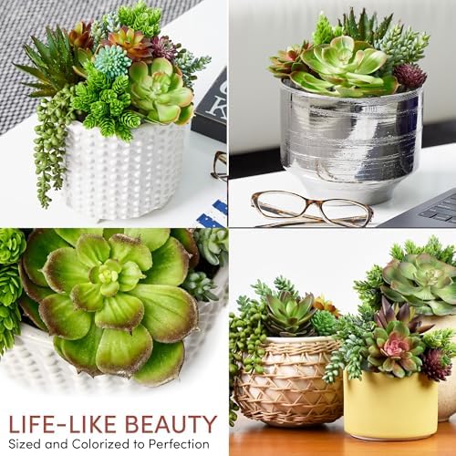 SEEKO Succulents Plants Artificial Unpotted – 14 Pack Fake Plants Set