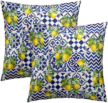 Lemon Mexican Tilt Pillow Covers 16x16 Inch Set of 2 Lemon Decor Italian Gifts Throw Pillow Cases Spring Summer Party Holiday Decorative Cushion Covers for Couch Bed Sofa Home Decor