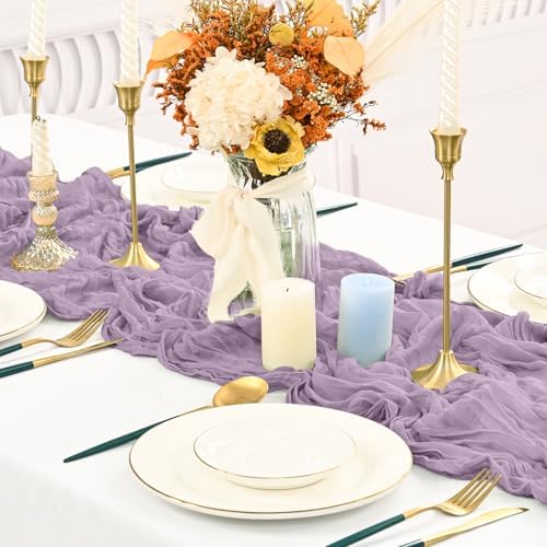 20 Pack Purple Cheesecloth Table Runner Long,21.5 x 120 Inch