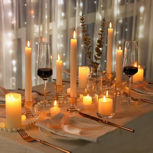 Lanttu 12 Pcs Gold Glass Candle Holders Set Candlestick Holders Bulk