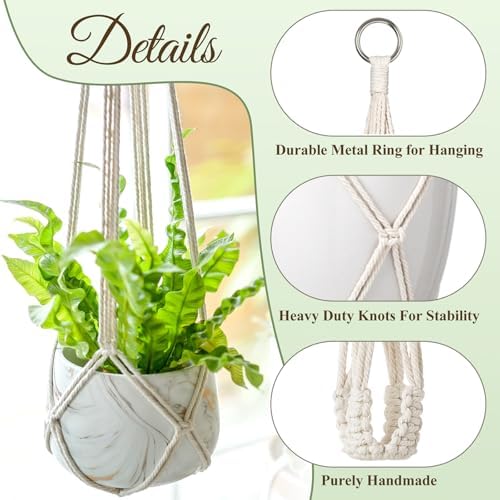 Dahey Macrame Plant Hanger Indoor Hanging Plant Holder Basket for Flower
