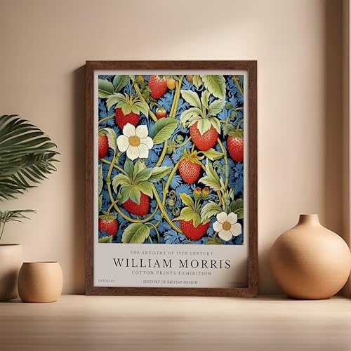 Poster Master William Morris Poster - Owl Print - Bird Art - Botanical Art - Flower Design - Exhibition Artwork - Animal Illustration - Floral Illustration - Aesthetic Design - Office or Bedroom Decor - 16x20 Brown Framed