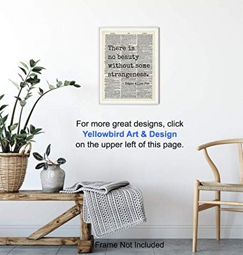 Edgar Allan Poe Quote 8x10 Dictionary Art Wall Decor Picture - Upcycled Vintage Retro Decoration for Home, Office, Apartment, Living Room, Bedroom, Bathroom - Gift for Poetry Fans