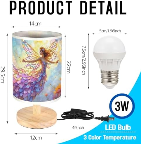 Enchanting Flower Fairy Table Lamp LED 3-Color Pressed Bedside, Enchanting Flower Fairy Shade Lamp with Wood Base for Bedroom Living Room Desk Office TL01