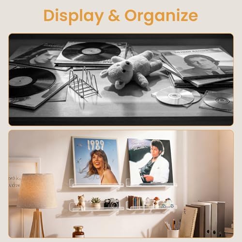 Laurensory Vinyl Record Wall Mount Shelves, 12 inch Vinyl Holder, 20 Pack