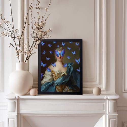 Poster Master Madam de La Porte Print - Portrait Painting Poster - Altered & Pop Art - Gift for Men & Women - Aesthetic Wall Decor for Bedroom, Living Room or Office - 8x10 Black Framed