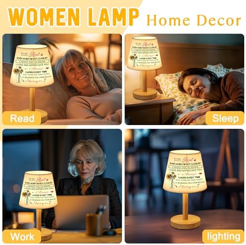 Aunt Gifts Table Lamp, 3 Color Modes & Stepless Dimming Lamp for Aunt, Night Light Home Decor for Bedroom Office, Valentines Mothers Day Christmas Thanksgiving Birthday Gifts for Women Aunt