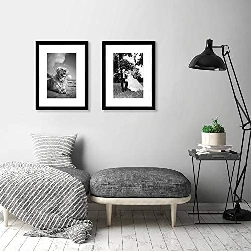 Americanflat 12x16 Picture Frame with Shatter-Resistant Glass - Set of 2 - Use as 8x12 Frame with Mat or Display 12x16 Photo Without Mat - Signature Collection - Picture Frames for Wall - Black