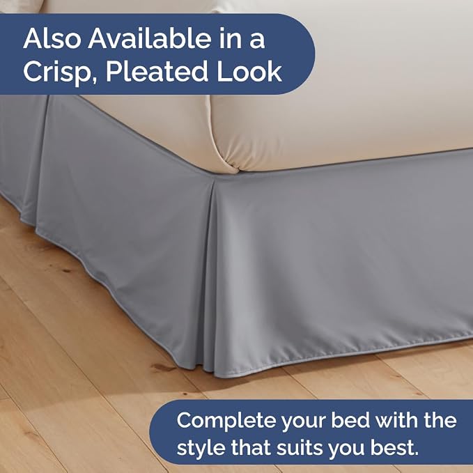 Bedskirt Queen Size Ruffle - Ruffled Bed Skirt - 12 Inch Drop - Steel Blue | Bedskirt with Platform, Ultra-Soft Premium Hotel Quality, Wrinkle Free, Fade & Shrink Resistant, for Women, Men, Kids & Teens