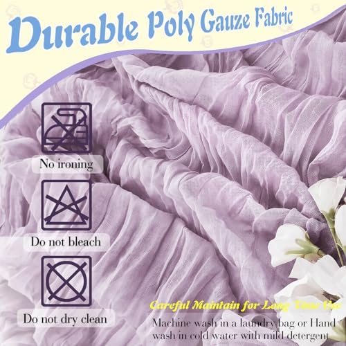 Lilac Cheesecloth Table Runner 6 Pack 35" Boho Gauze Runner 120 inches Long Runner Rustic Sheer Fabric Bulk for Baby Shower Wedding Bridal Birthday Party Picnic Table Decorations