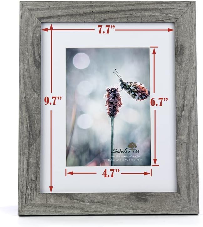 Grey 8x10 Picture Frame set of 2,Display 8x10 without Mat or 5x7 with Mat