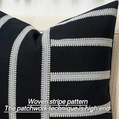 Slow Cow Black White Patchwork Throw Pillow Covers 18 x 18 Inch Pack of 2