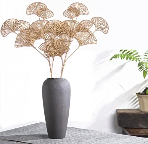 Christmas Artificial Plants Decoration 26" Tall, CATTREE Fake Plastic Golden Apricot Leaves Simulation Ginkgo Leaf Grass for Wedding Party Indoor DIY Home Office Table Centerpieces Decor Gold - 2 Pack