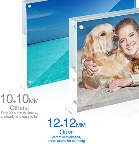 TWING 4x6 Acrylic Frame 5 Pack,24MM Thicker Frameless Clear Picture Frames