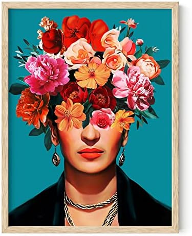 HAUS AND HUES Frida Kahlo Wall Art & Feminist Poster - Frida Kahlo Poster, Chicano, Latino, Chicana Art, Mexican Artwork for Walls Beige Framed 12"x16"