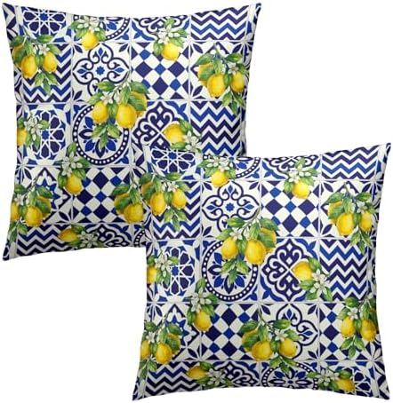 Lemon Mexican Tilt Pillow Covers 16x16 Inch Set of 2 Lemon Decor Italian Gifts Throw Pillow Cases Spring Summer Party Holiday Decorative Cushion Covers for Couch Bed Sofa Home Decor