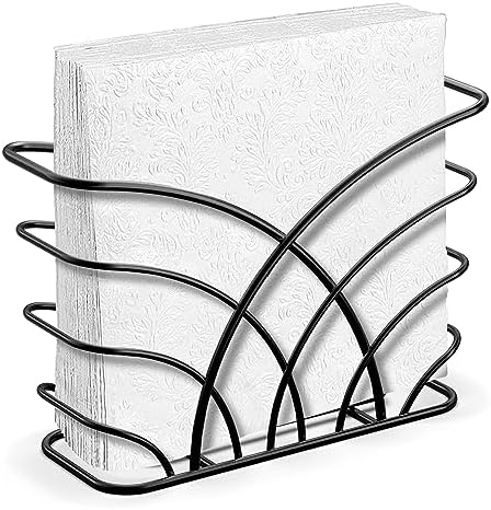 Napkin Holder for Table, Black Iron Upright Paper Dispenser
