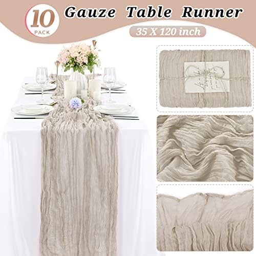 10 Pack Cheesecloth Table Runner 35 x 120 Inch, Rosy Brown