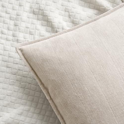 MIULEE Pack of 2 Cream Beige Decorative Chenille Pillow Covers 18x18 Inch