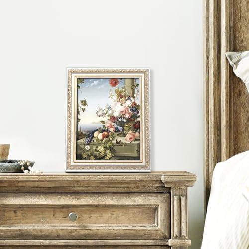 upsimples Vintage 8x10 Picture Frame, Antique White and Gold Frames, 2 Pack