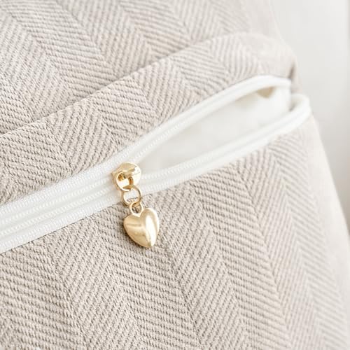 MIULEE Pack of 2 Cream Beige Euro Shams Chenille Pillow Covers 24x24 Inch