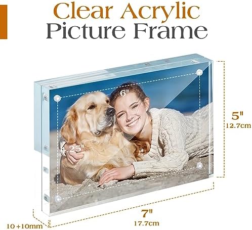 TWING 5x7 Acrylic Frame 2 Pack,20MM Thicker Frameless Clear Picture Frames