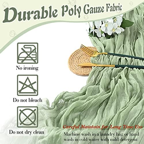 Sage Green Cheesecloth Table Runner, 6 Pack 35" Boho Gauze Runner 120 inches Long Sheer Rustic Table Runner Fabric Bulk for Baby Shower Wedding Bridal Birthday Party Table Decorations