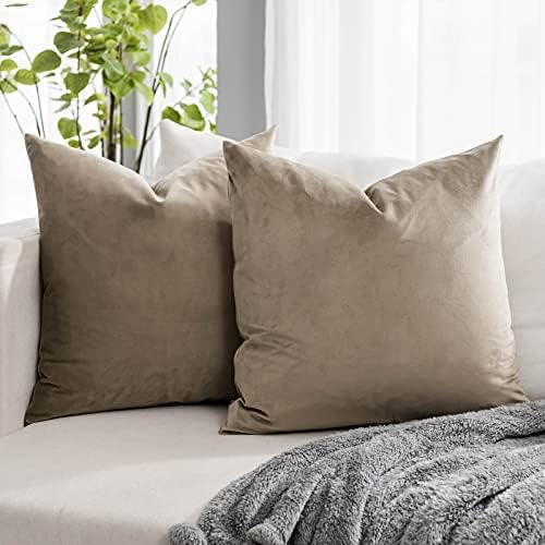 Stone Couch Velvet Throw Pillow Covers 22x22 inch Set of 2 with Zipper Decorative Luxury Soft Solid Rectangle Cushion Covers Case for Sofa Bed Living Room Car