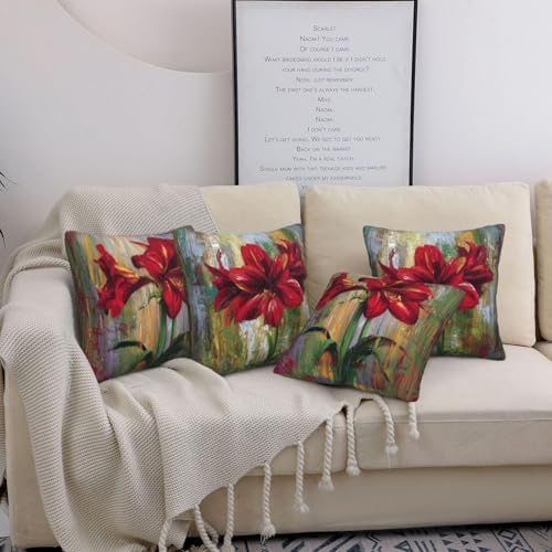 Flower Throw Pillow Covers Set of 4 Decorative Soft Double Sided Print Pillow Case Farmhouse Home Decor for Living Room Sofa Couch 18x18