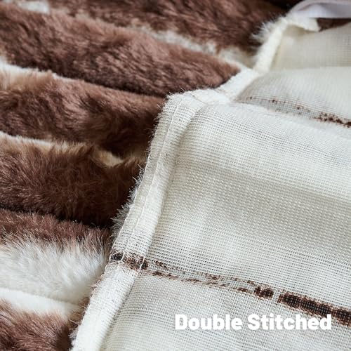 FUTEI Pack of 2 Faux Fur Throw Pillow Covers 12x20 Inch, Coffee White
