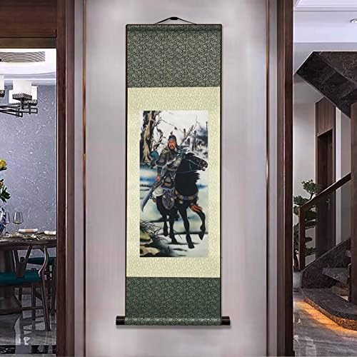 AtfArt Asian Wall Decor Beautiful Silk Scroll Painting Oriental Decor Chinese Art Wall Scroll Hanging Painting Scroll (36.2 x 12 in) (C9)
