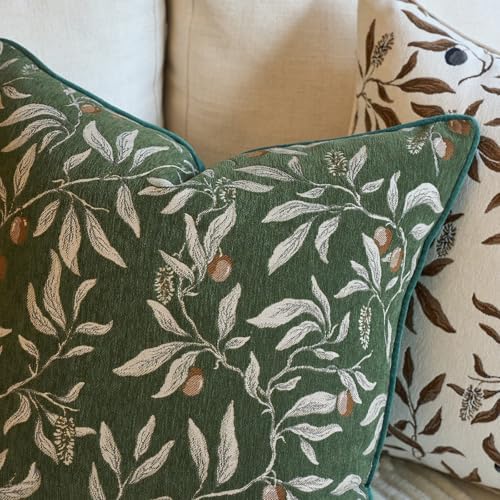 Alerfa Green Floral Throw Pillow Cover 18 x 18 Inch Sqaure Luxury Decorative Pillow Cover for Couch Living Room Bedroom