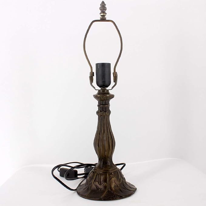 WERFACTORY Tiffany Lamp Stained Glass Table Lamp 18Inch Blue Purple Baroque
