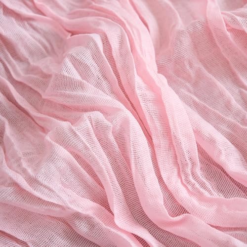 Asee'm 12pcs Blush Pink Cheesecloth Table Runner Summer 10FT Gauze Sheer