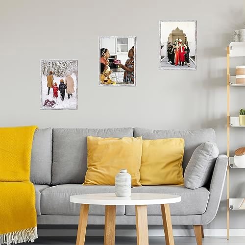 JCJMY 10x14 Picture Frame Set of 6 for 30 x 40cm Diamond Art Painting, Wall Mounting Horizontally or Vertically, 10 x 14 Wall Poster Photo Frame with Shatter Resistant Plexiglass,6 Pack, Rustic White