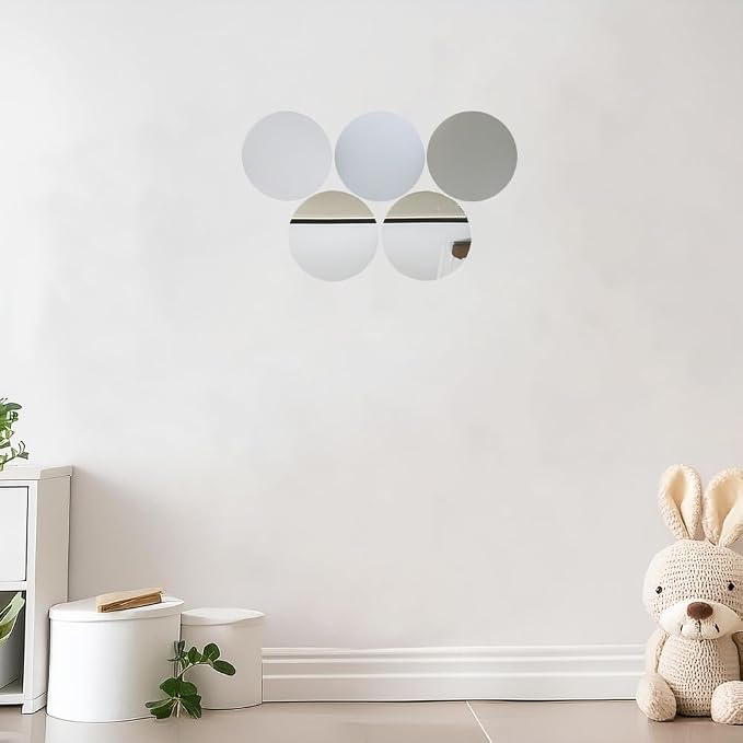 8 Inch, Pack of 6 Small Mirrors for Crafts, Round Mirror for Tables at Wedding, Mirror Tiles for Crafts and DIY Projects