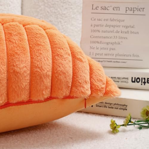 All Smiles Couch Decorative Throw Pillow Covers 20x20 Set of 2 Faux Fur Plush Soft Fluffy Velvet Cushion Case Cozy Fuzzy Striped Pillowcase Home Decor for Bed Sofa Living Room,Orange