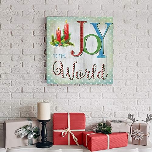 Renditions Gallery Christmas Celebration Wall Art Joy to the World Xmas Candle Canvas Hanging Artwork Prints for Bedroom Office Home Kitchen Decorations - 16"X16" LT05