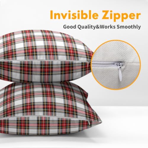 Christmas Scottish Tartan Plaid Outdoor Throw Pillow Cover 22x22 in Set of2