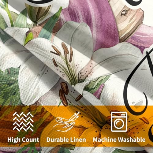 Easter Throw Pillow Covers 20x20 Inch Set of 2 He is Risen Cushion Case Spring Lily Flower Cotton Linen Square Pillowcases Happy Easter Pillows Protector for Home Sofa Party Couch Bed
