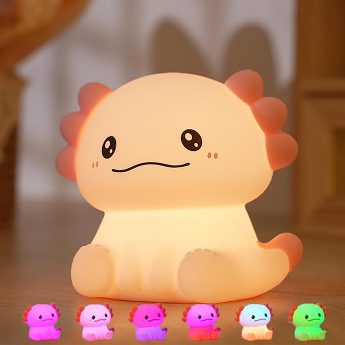 Axolotl Lamp with 7 Colors ,Rechargeable Light Table Lamp Bedside Lamp