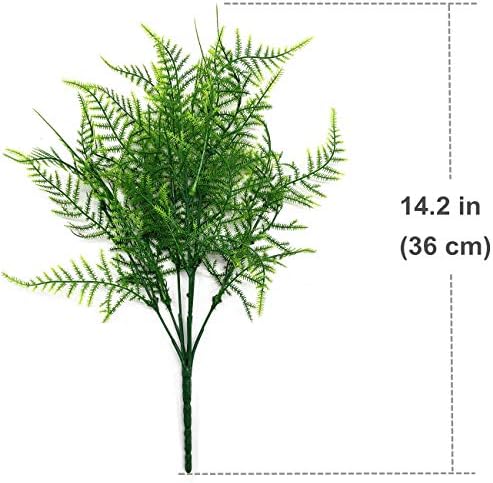CATTREE Artificial Plants, Plastic Plants Bushes Fern Grass Shrubs Fake Leaves Wedding Home Garden Verandah Table Centerpieces Arrangements Christmas Party Decoration Planting Filler 4 Pcs